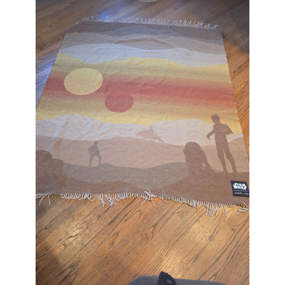Star Wars x Sackcloth & Ashes Tatooine Sunset Woven Throw Blanket 60x72 Italian
